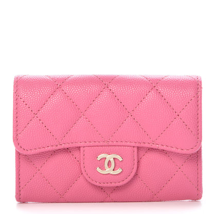 Chanel Caviar Quilted Flap Card Holder Pink 1 of 11