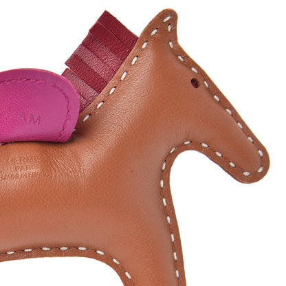 Hermes Milo Lambskin Grigri Rodeo Horse Bag Charm PM Gold Rubis Rose Poupre 3 of 4
