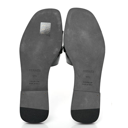 Hermes Calfskin Giulia Sandals 37.5 Black 5 of 8
