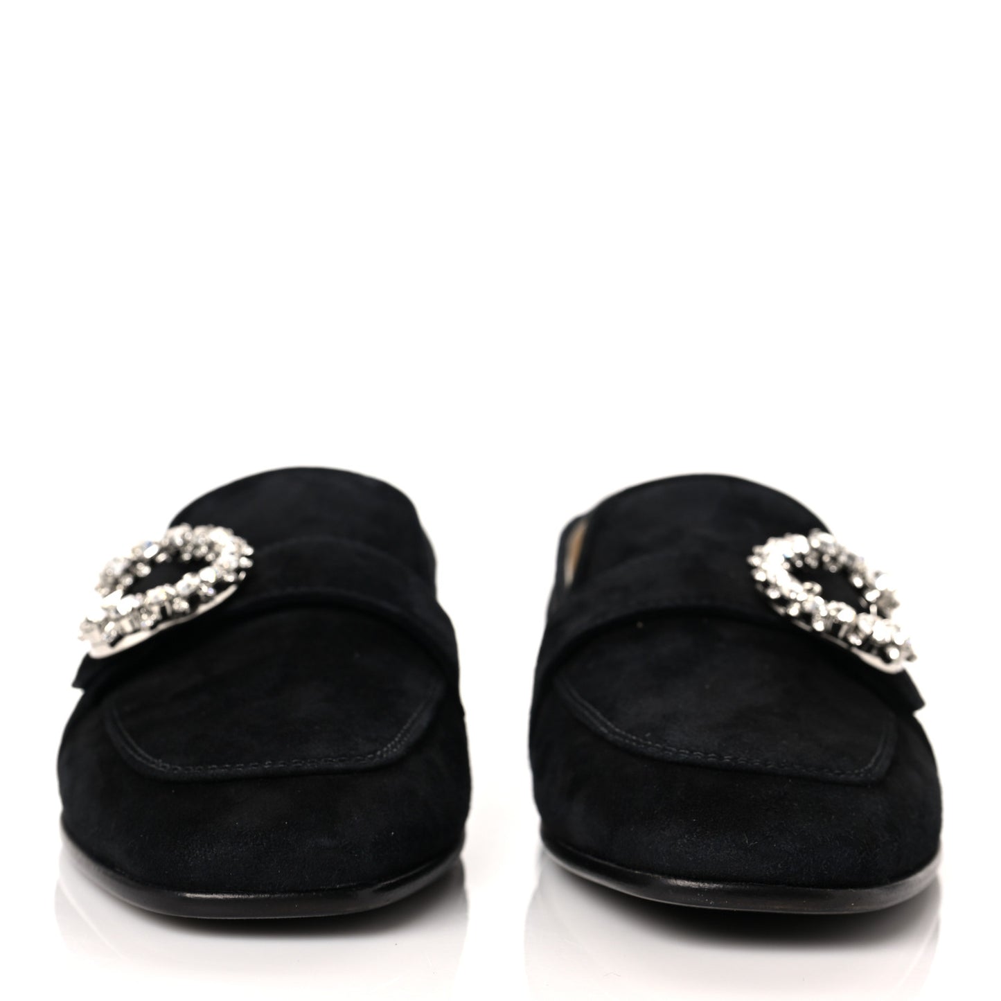 Suede Crystal Mani Flat Loafer 35 Black