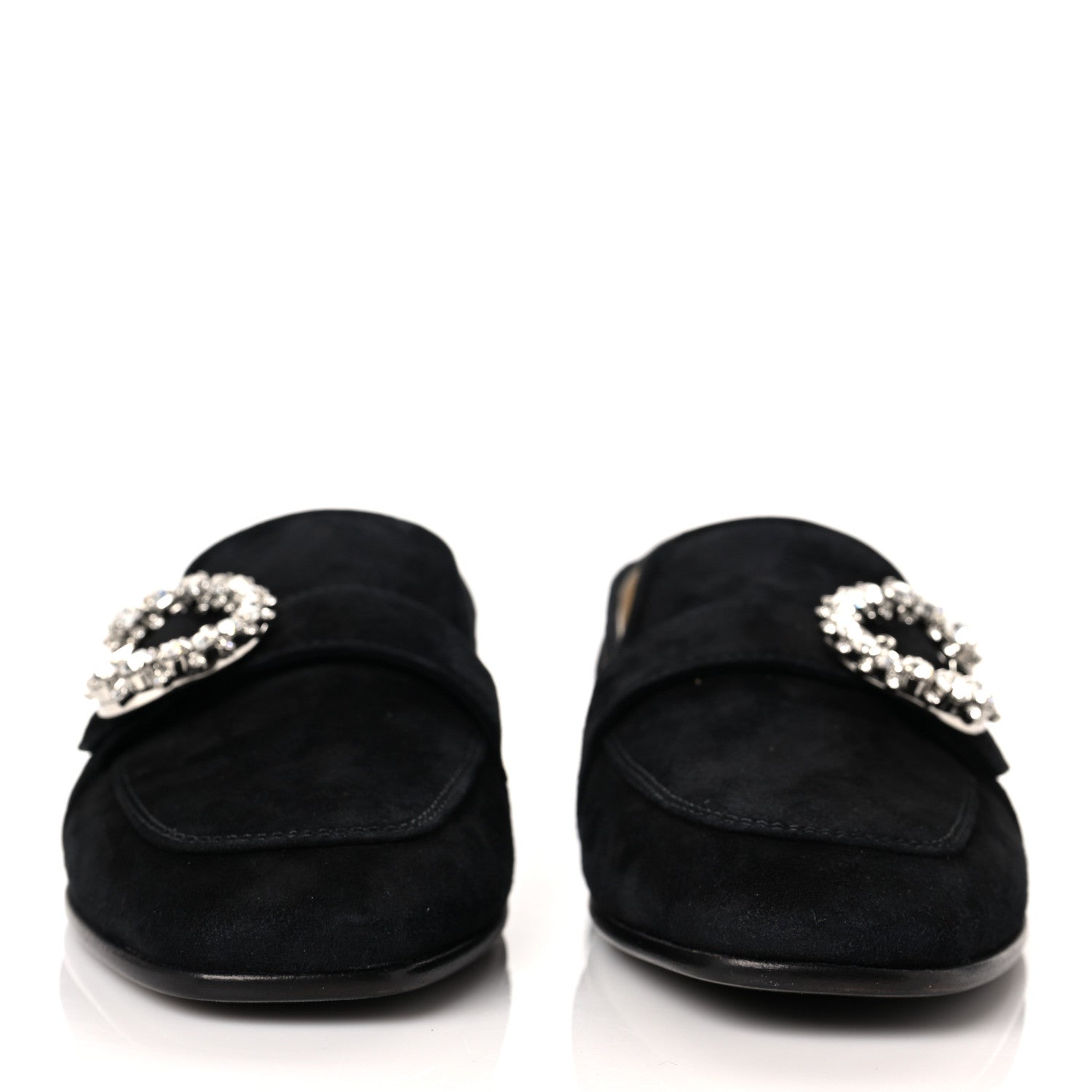 Jimmy Choo Suede Crystal Mani Flat Loafer 35 Black 2 of 12