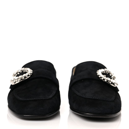 Jimmy Choo Suede Crystal Mani Flat Loafer 35 Black 2 of 12