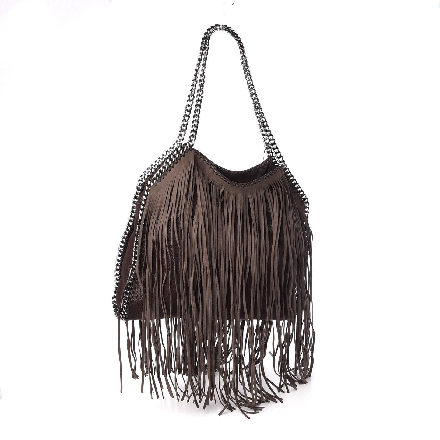 Eco Suede Fringe Falabella Tote Brown