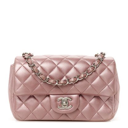 Chanel Metallic Lambskin Quilted Mini Rectangular Flap Pink 1 of 11