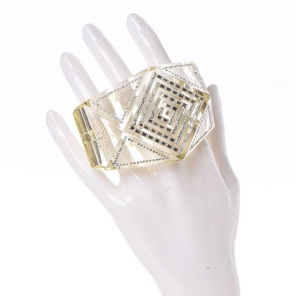 Chanel Resin Translucent Geometric Crystal Cuff 2 of 9