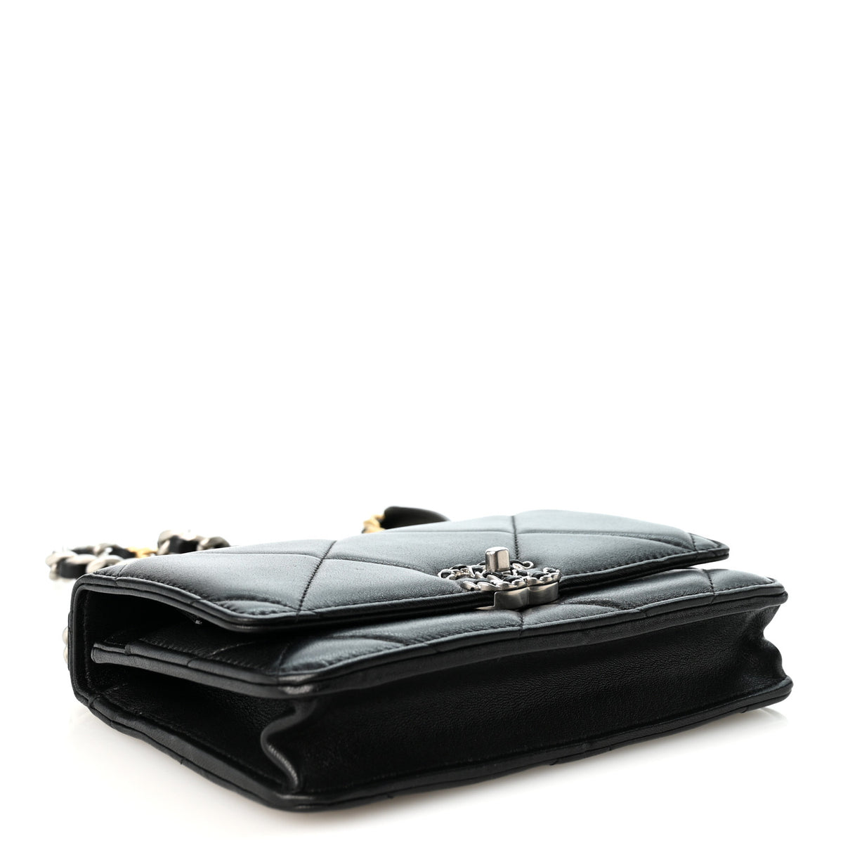 Chanel Lambskin Quilted Chanel 19 Wallet On Chain WOC Black 4 of 11