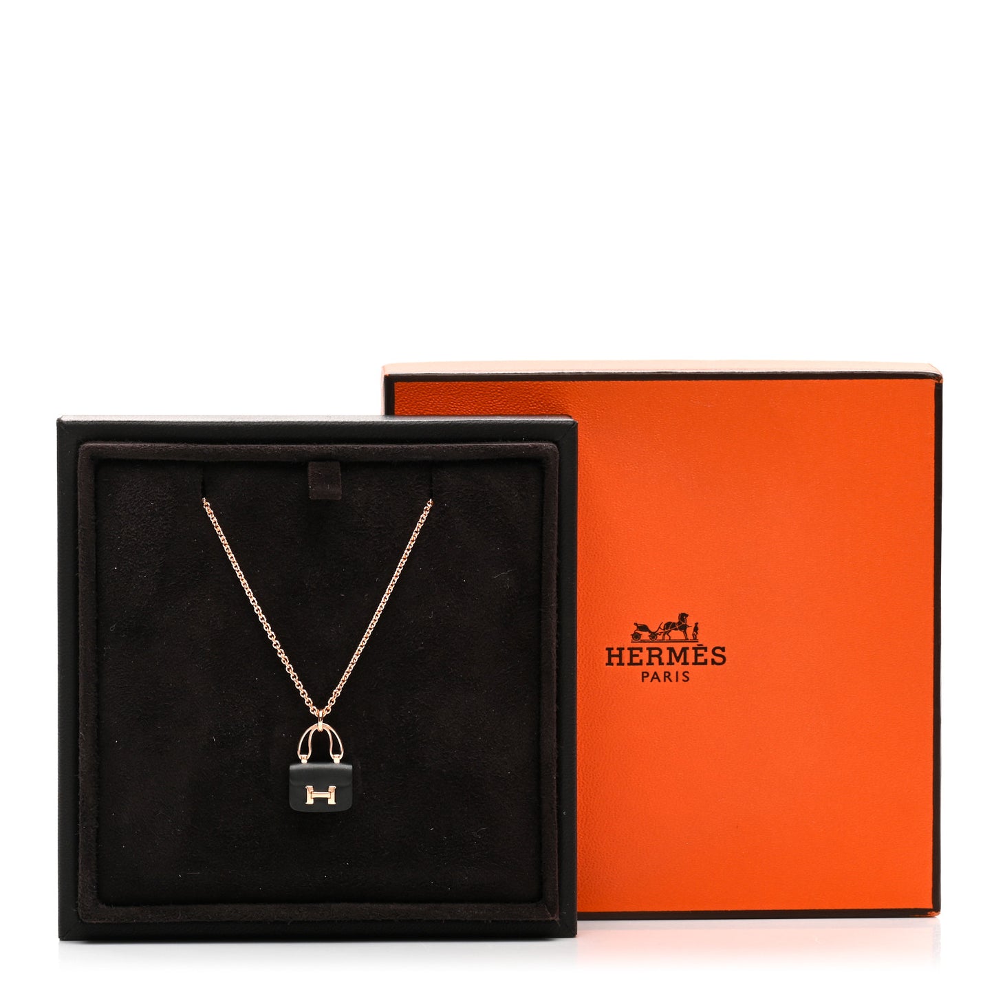 18K Rose Gold Black Jade Constance Amulettes Pendant Necklace