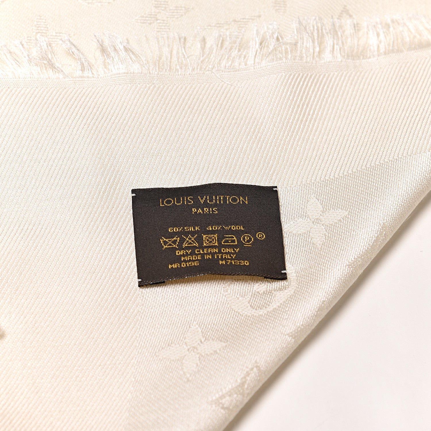 Louis Vuitton Silk Wool Monogram Shawl White 4 of 5