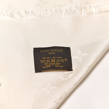 Louis Vuitton Silk Wool Monogram Shawl White 4 of 5