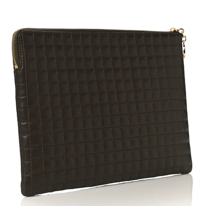 Celine Calfskin Quilted C Charm Pouch Khaki 3 of 13