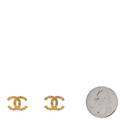 Chanel Quilted CC Earrings Gold 2 of 5