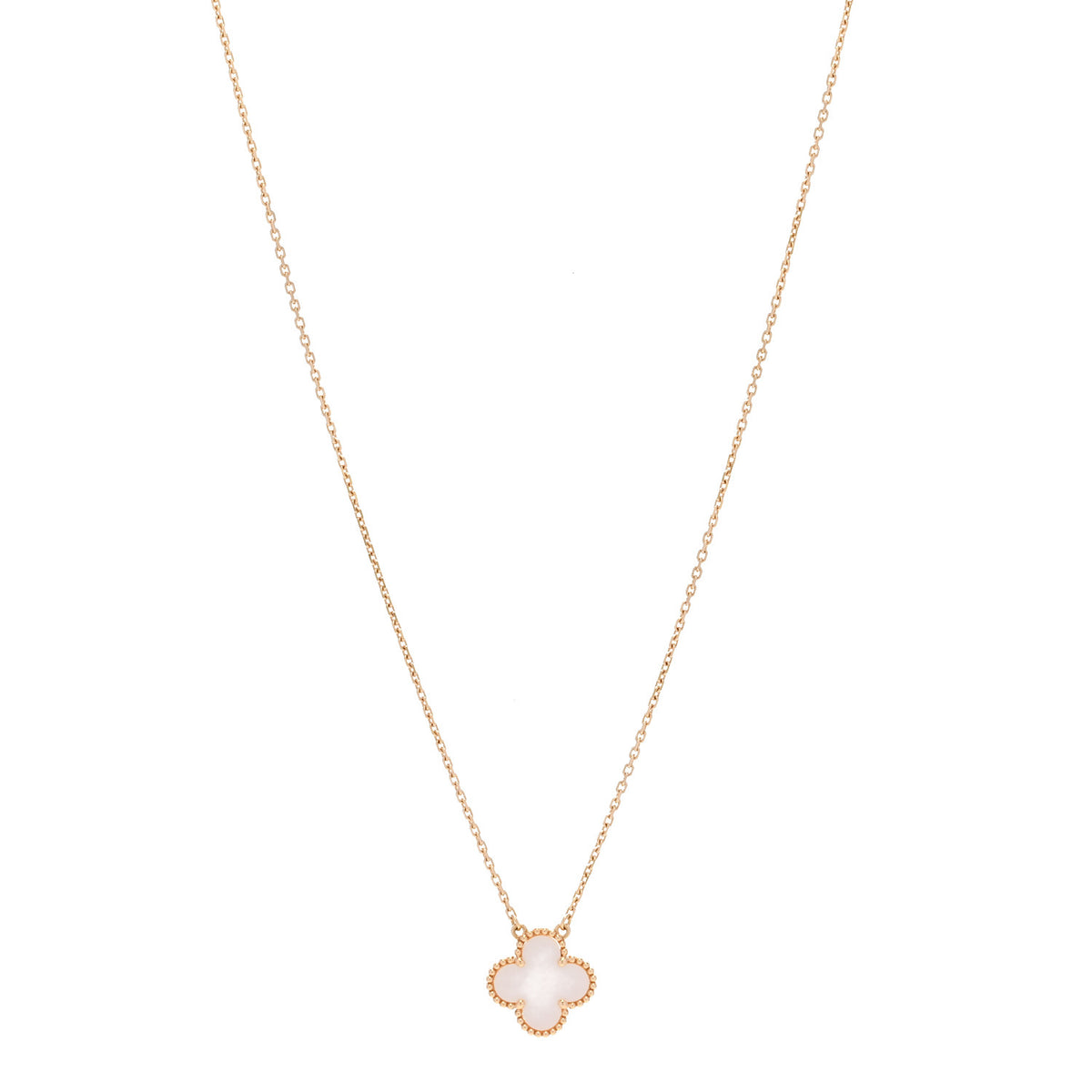Van Cleef & Arpels 18K Yellow Gold Mother of Pearl Vintage Alhambra Pendant Necklace 1 of 6