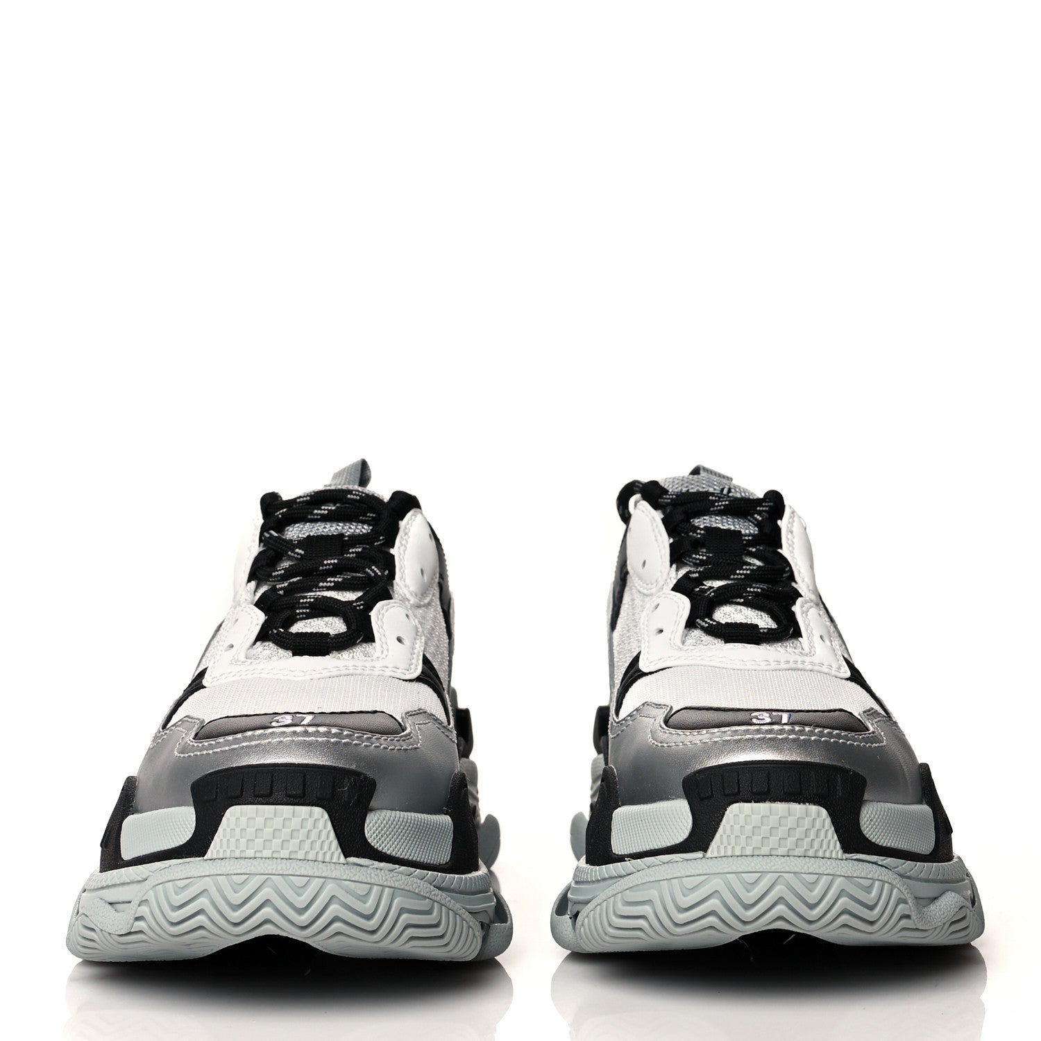 Balenciaga Metallic Fabric Mesh Womens Triple S Sneakers 37 Grey Dark Grey Black 2 of 7