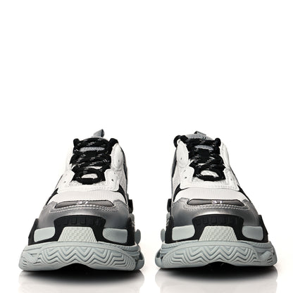Balenciaga Metallic Fabric Mesh Womens Triple S Sneakers 37 Grey Dark Grey Black 2 of 7