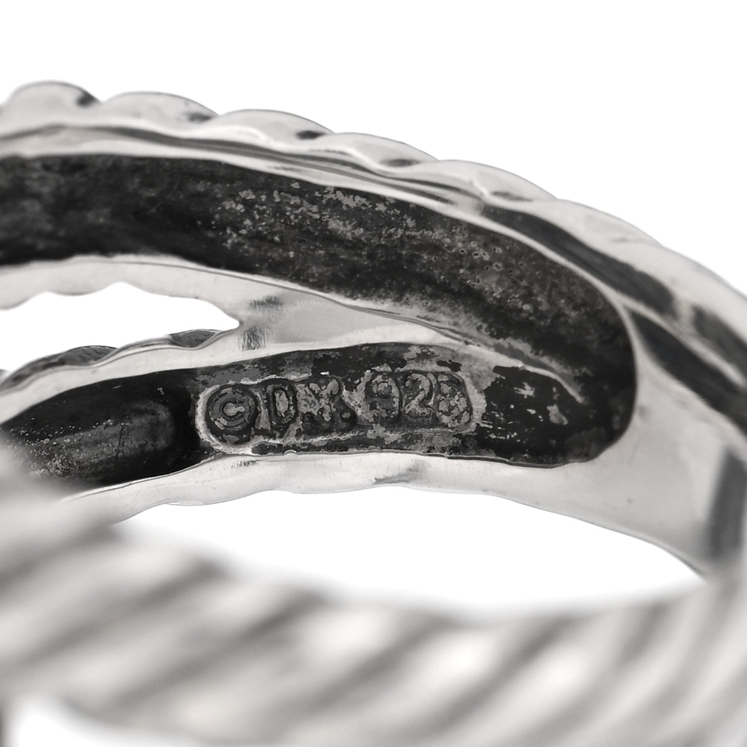 David Yurman Sterling Silver Diamond Hematite 11mm Albion Ring 51 5.75 4 of 4