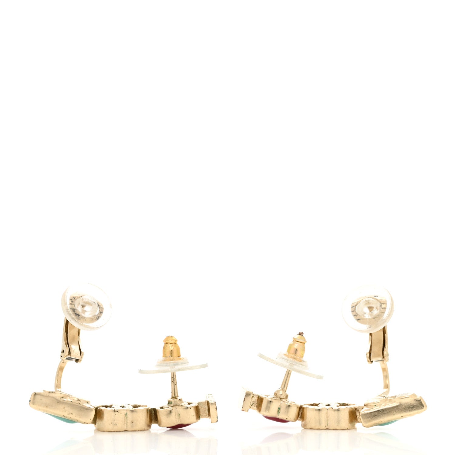 Chanel Enamel I Heart CC Earrings Gold 3 of 6