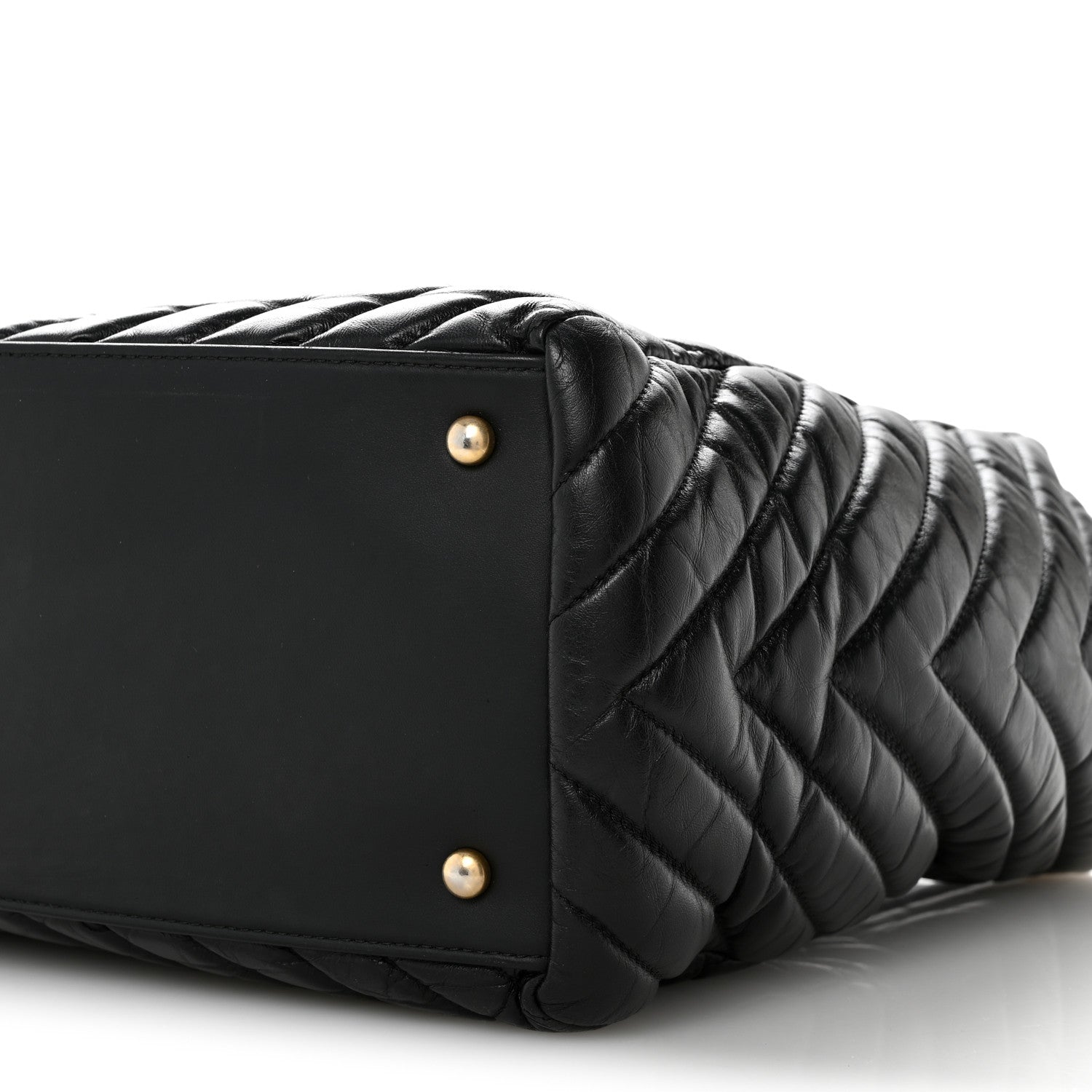Chanel Aged Calfskin Chevron Large Coco Handle Shopping Tote Black 10 of 14