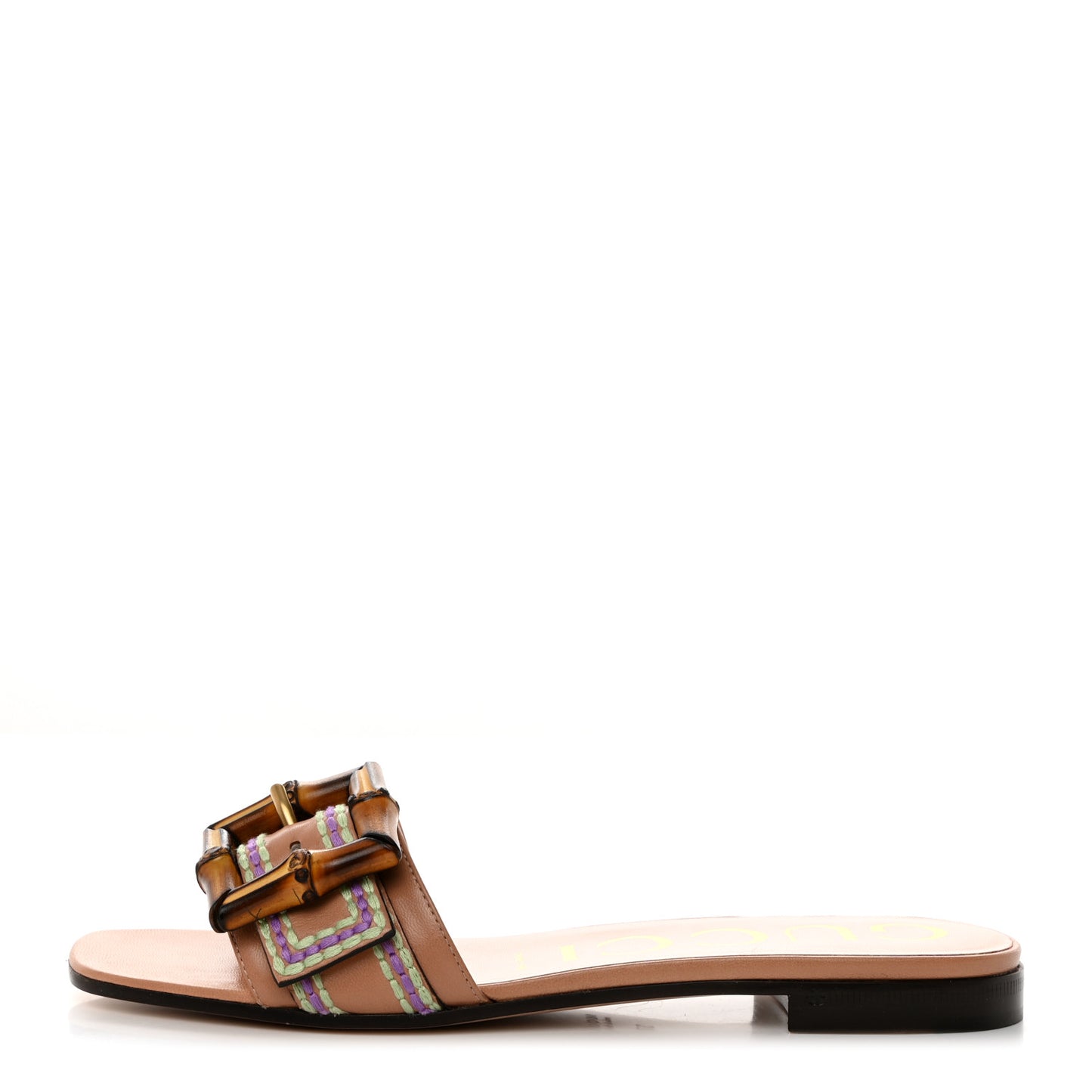 Calfskin Bamboo Buckle Sandals 37 Beige Multicolor