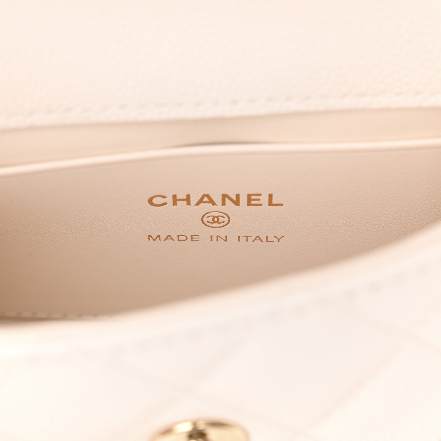 Caviar Quilted Nano Coco Handle Clutch With Chain White