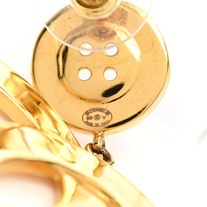 Chanel Metal Large Paris Button Earrings Gold 3 of 5