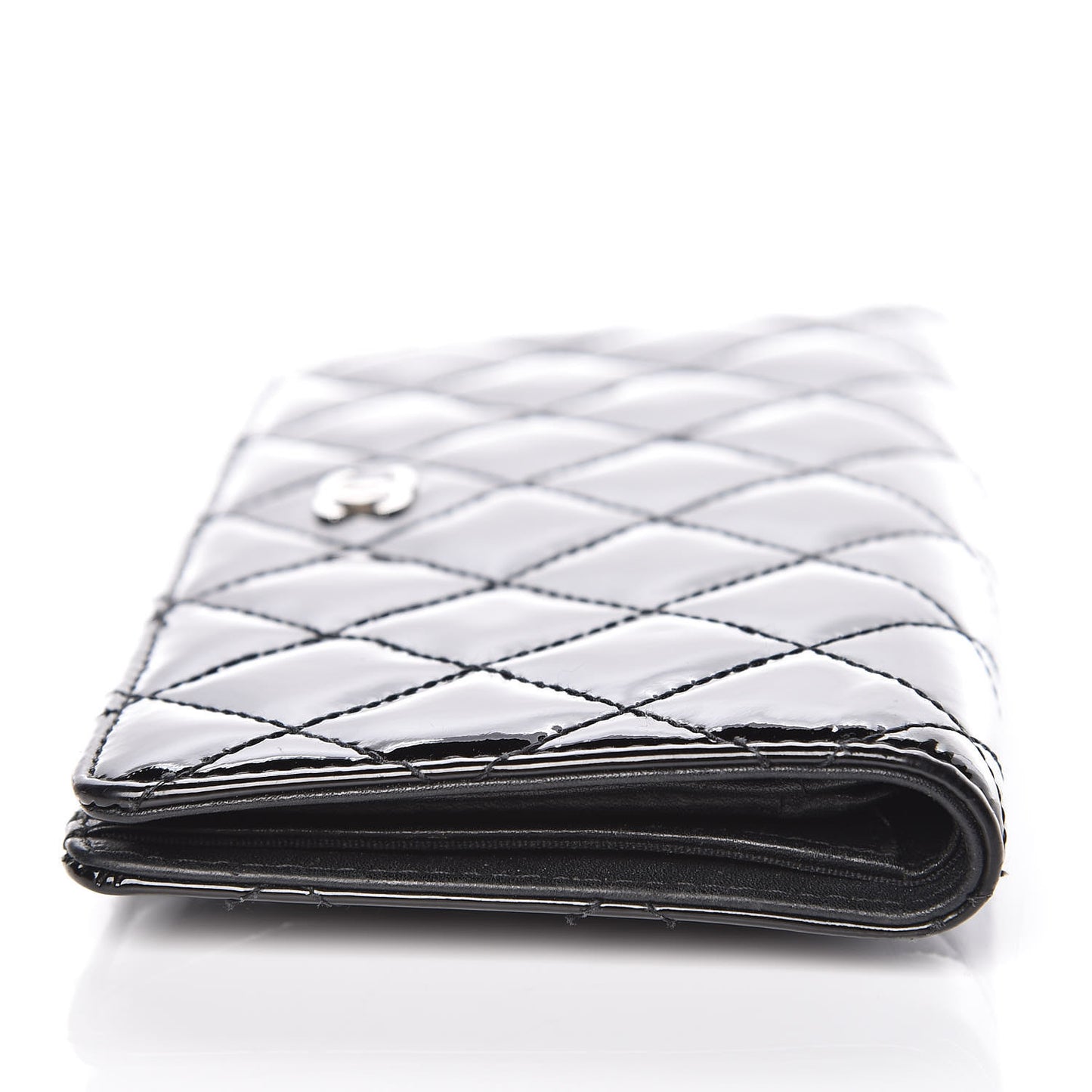 Patent Quilted Yen Wallet Black