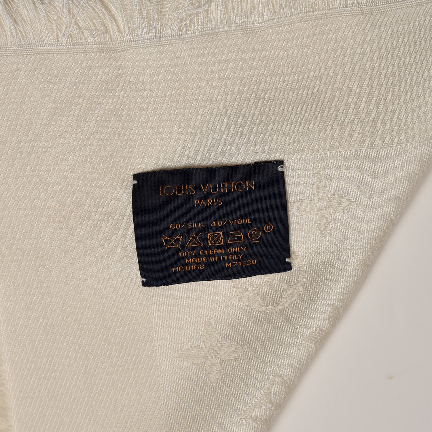 Louis Vuitton Wool Silk Monogram Shawl White 3 of 5