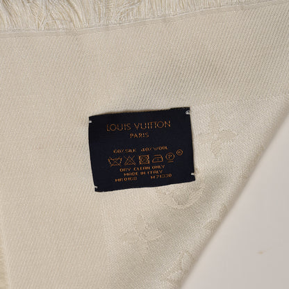 Louis Vuitton Wool Silk Monogram Shawl White 3 of 5