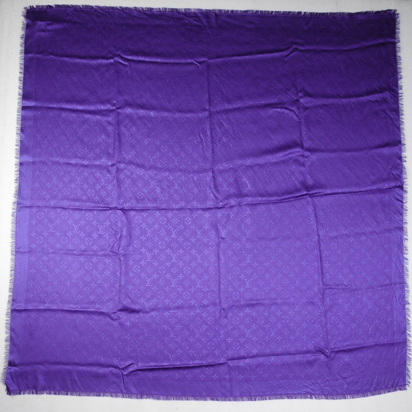 Silk Wool Monogram Voile Shawl Violet