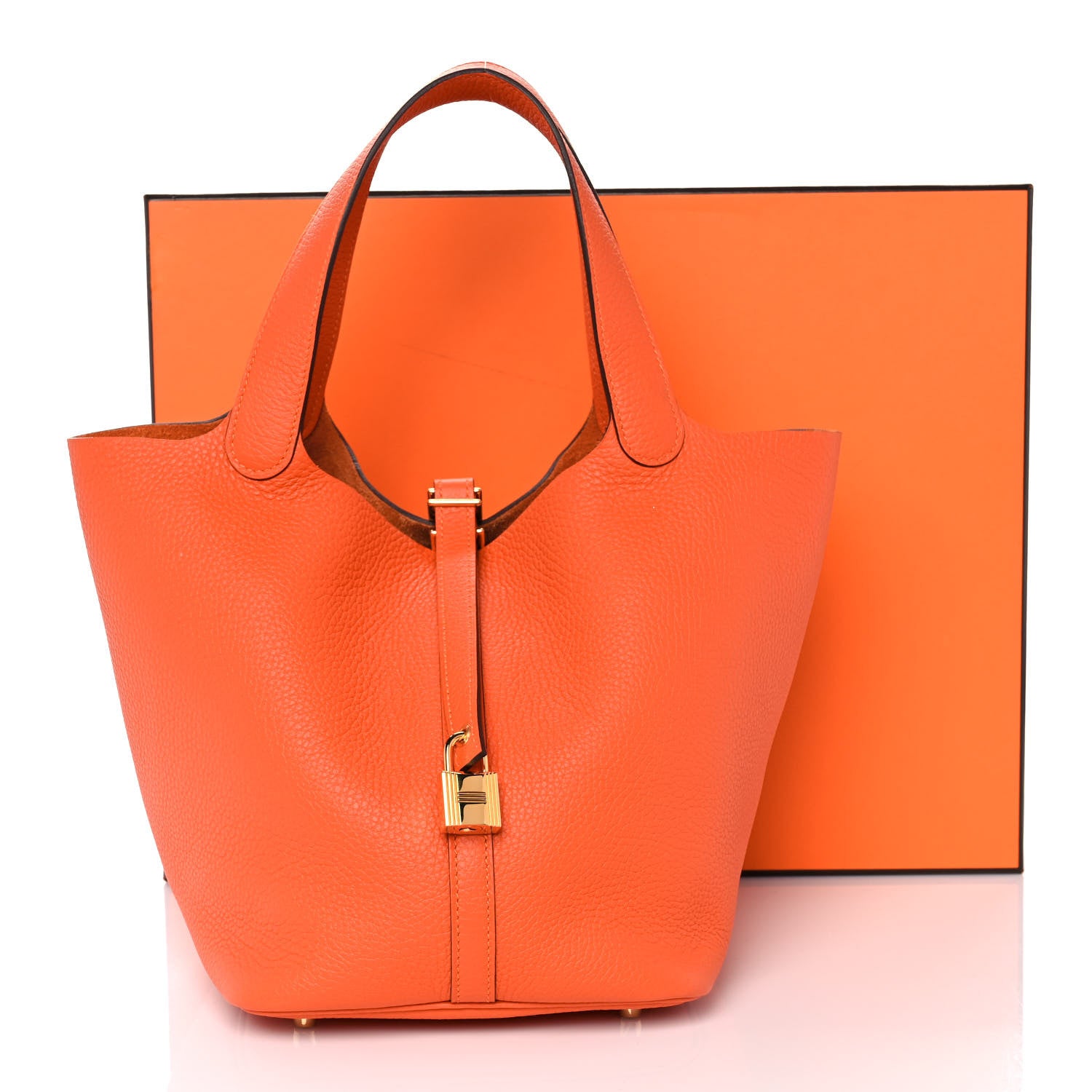 Hermes Taurillon Clemence Picotin Lock 22 MM Orange 9 of 9