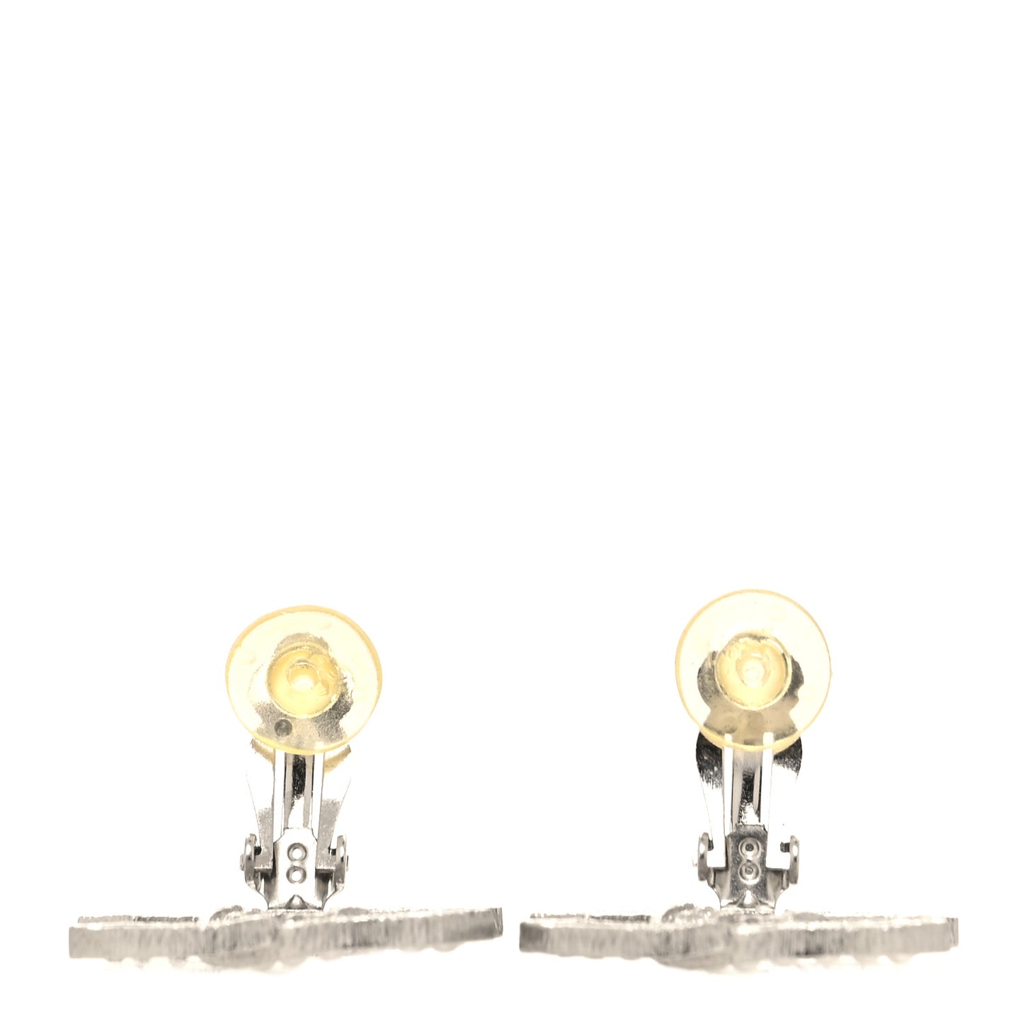 Crystal Pearl CC Clip On Earrings Silver