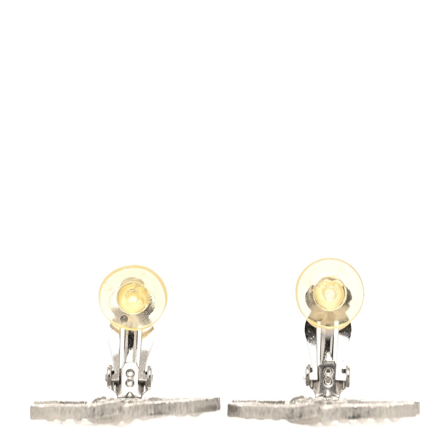 Chanel Crystal Pearl CC Clip On Earrings Silver 3 of 4