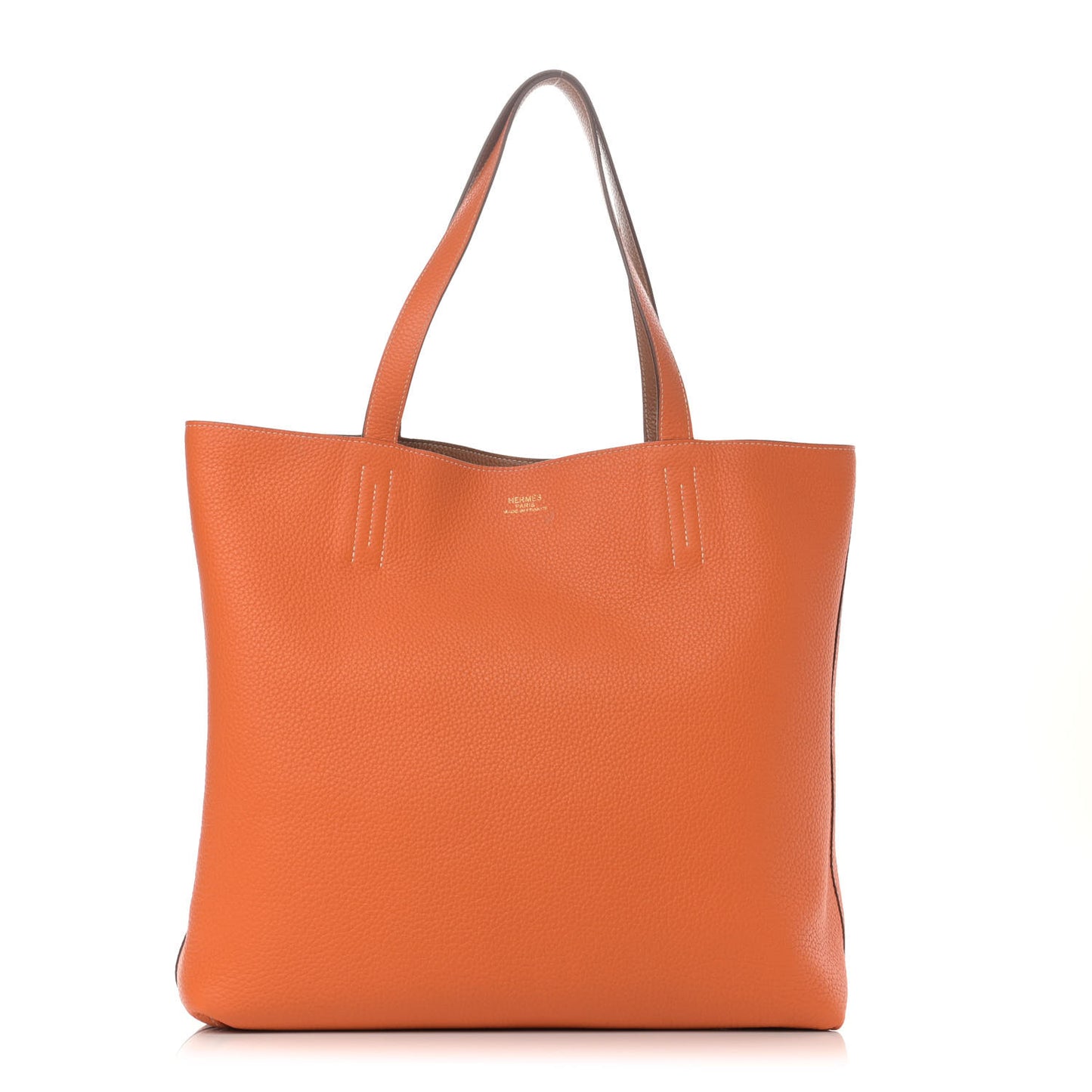 Taurillon Clemence Double Sens 45 Reversible Tote Orange Gold