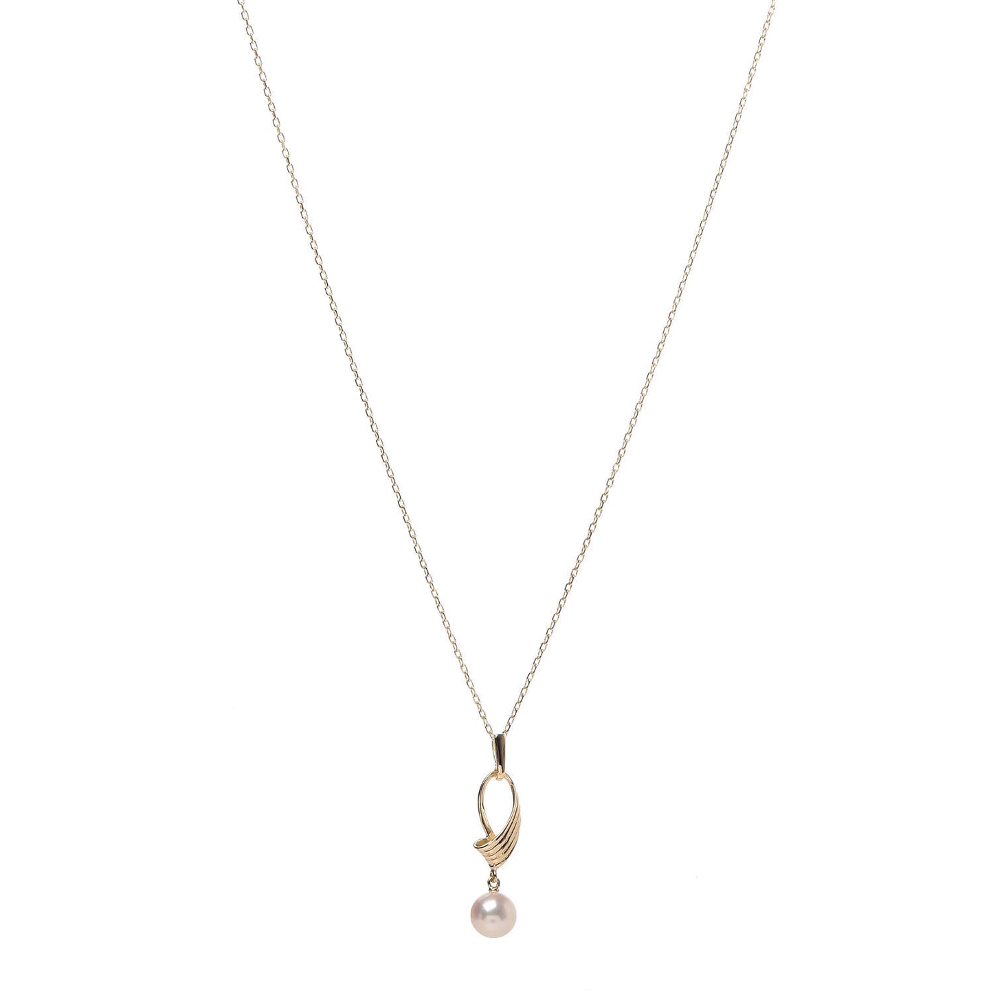 18K Yellow Gold Akoya Pearl 7mm Pendant Necklace