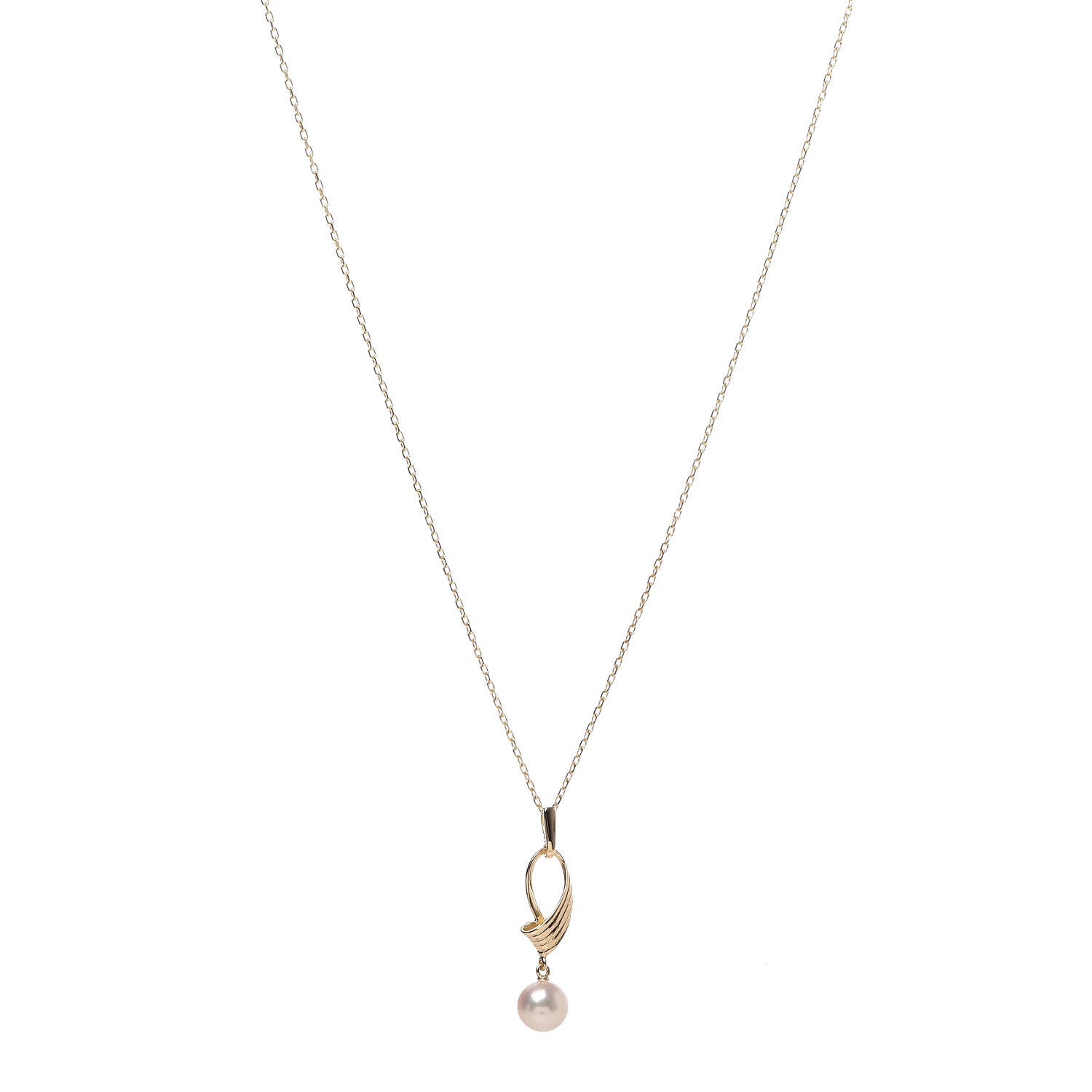 Mikimoto 18K Yellow Gold Akoya Pearl 7mm Pendant Necklace 1 of 5