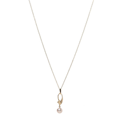 Mikimoto 18K Yellow Gold Akoya Pearl 7mm Pendant Necklace 1 of 5
