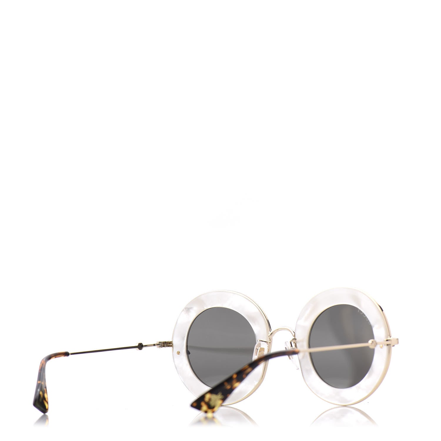 Gucci Metal L'Aveugle Par Amour Round Frame Sunglasses GG0113S White 4 of 10