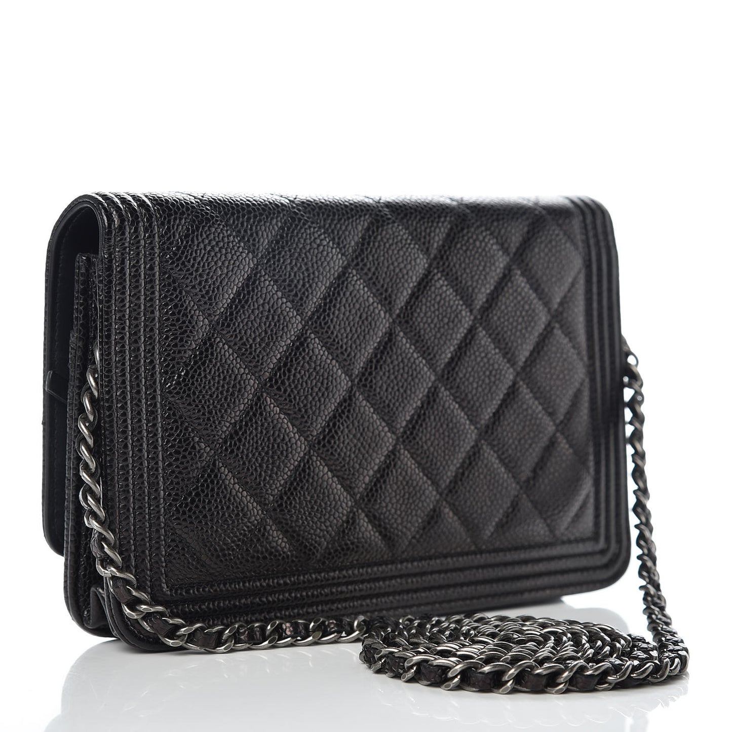 Caviar Quilted Boy Wallet On Chain WOC Black