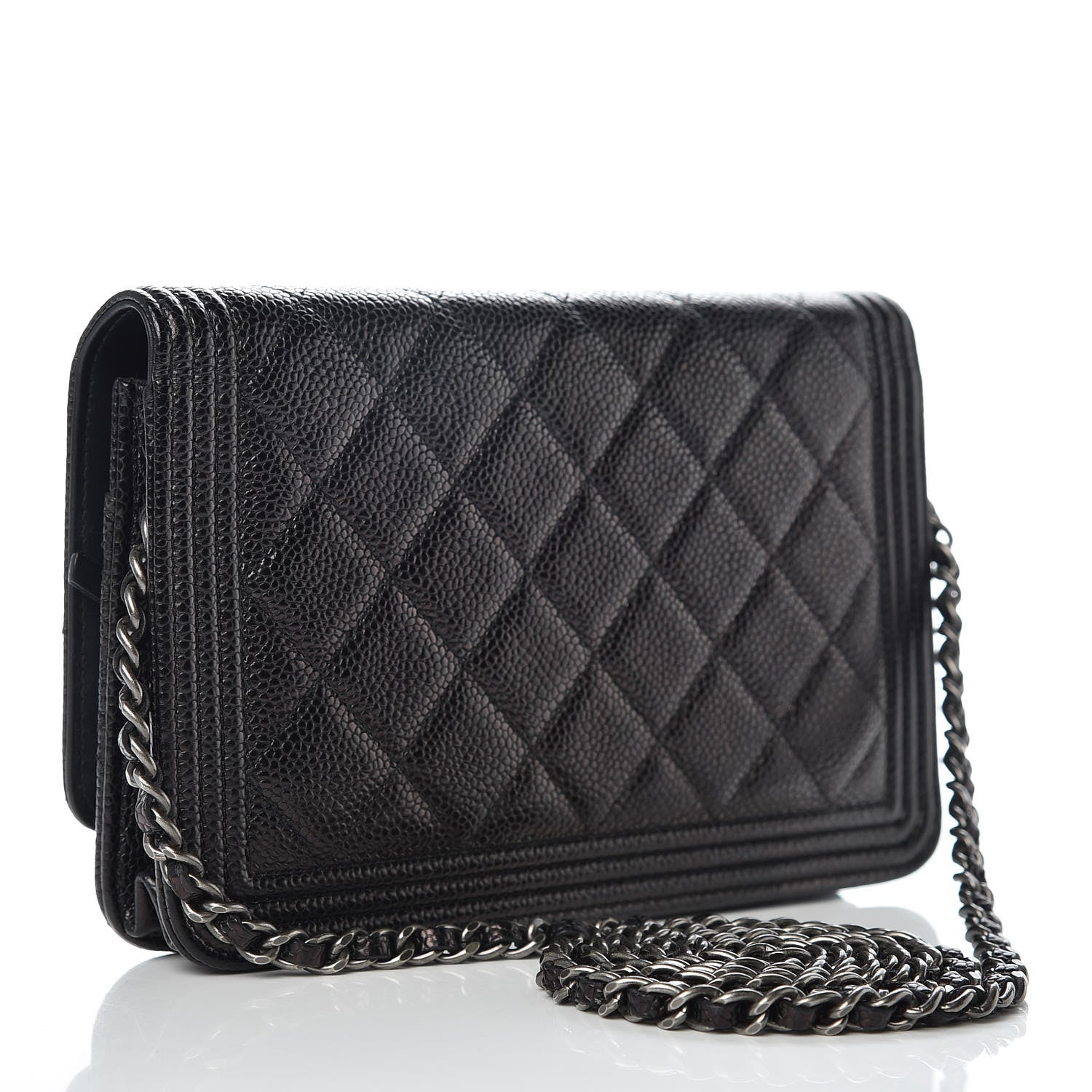 Chanel Caviar Quilted Boy Wallet On Chain WOC Black 3 of 12