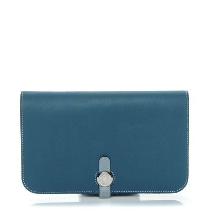 Hermes Swift Dogon Combined Wallet Bleu De Galice and Bleu Lin 1 of 7