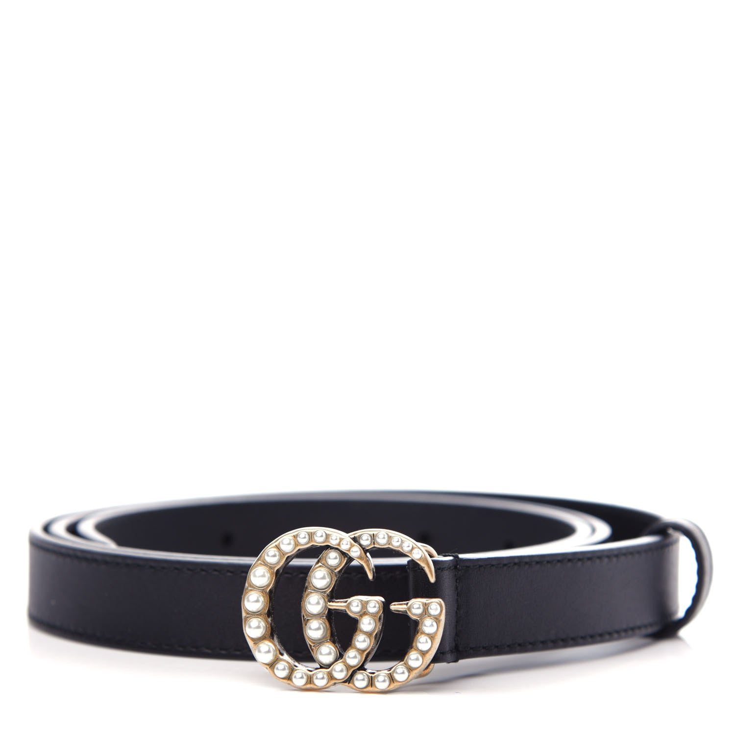 Gucci Calfskin Pearl Double G 20mm Belt 100 40 Black Cream 1 of 4