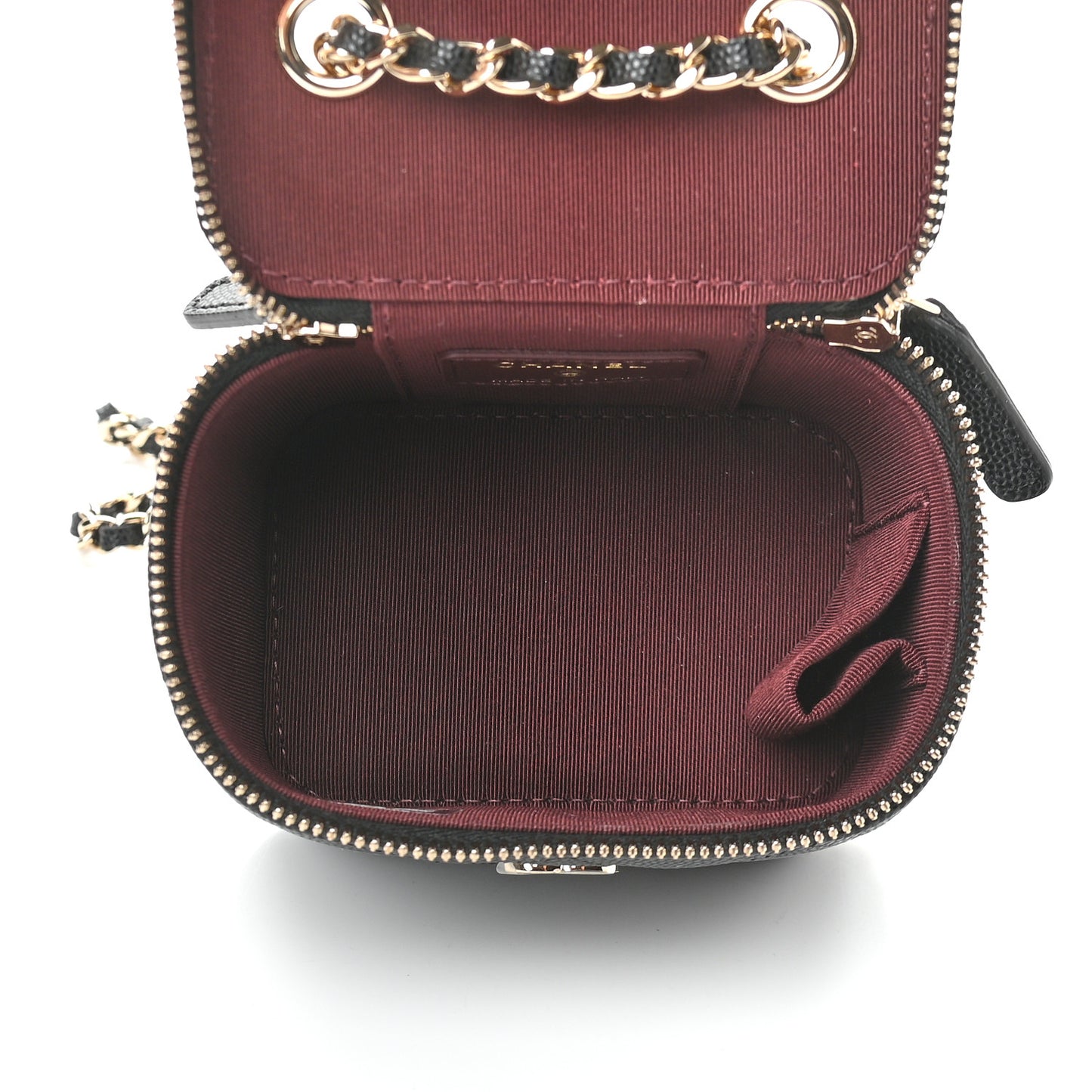 Caviar Quilted Mini Vanity Case With Chain Black