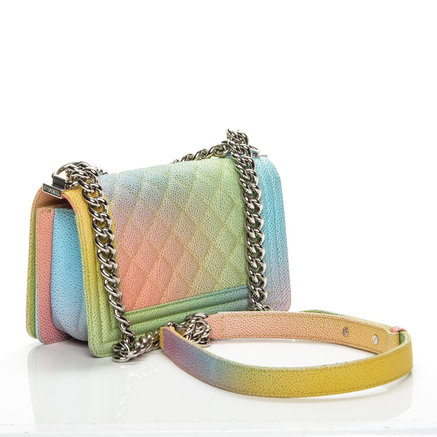 Caviar Quilted Small Cuba Rainbow Boy Flap Multicolor