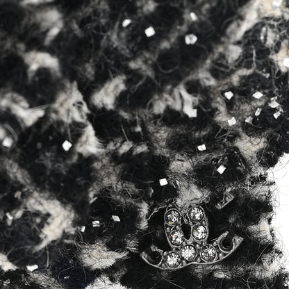 Chanel Tweed Camellia Pin Brooch Black White Navy 3 of 4
