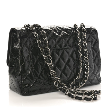 Chanel Distressed Patent Quilted Jumbo Single Flap Black 3 of 13