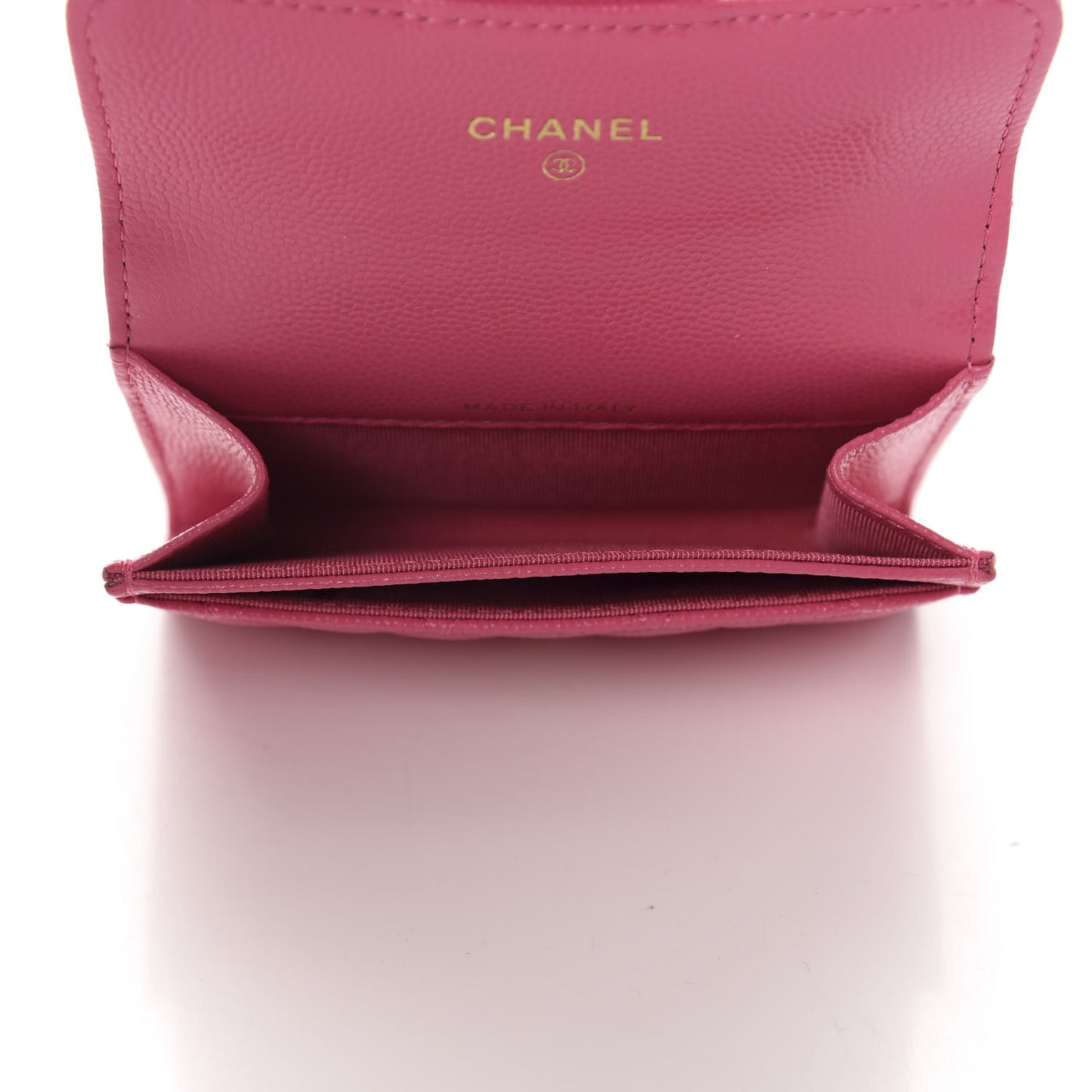 Caviar Quilted Flap Card Holder Wallet Pink