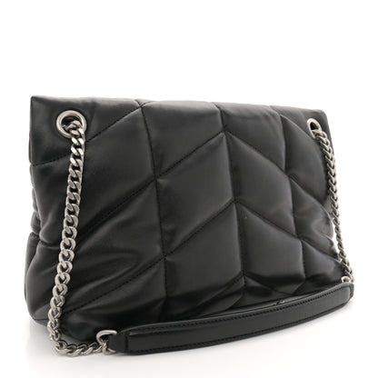 Saint Laurent Lambskin Quilted Small Loulou Puffer Monogram Chain Satchel Black 3 of 13