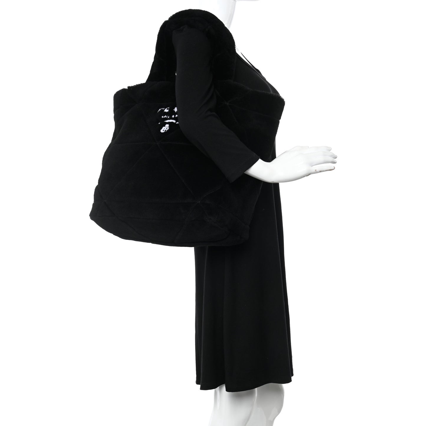 Shearling Monotone Logo Tote Black White