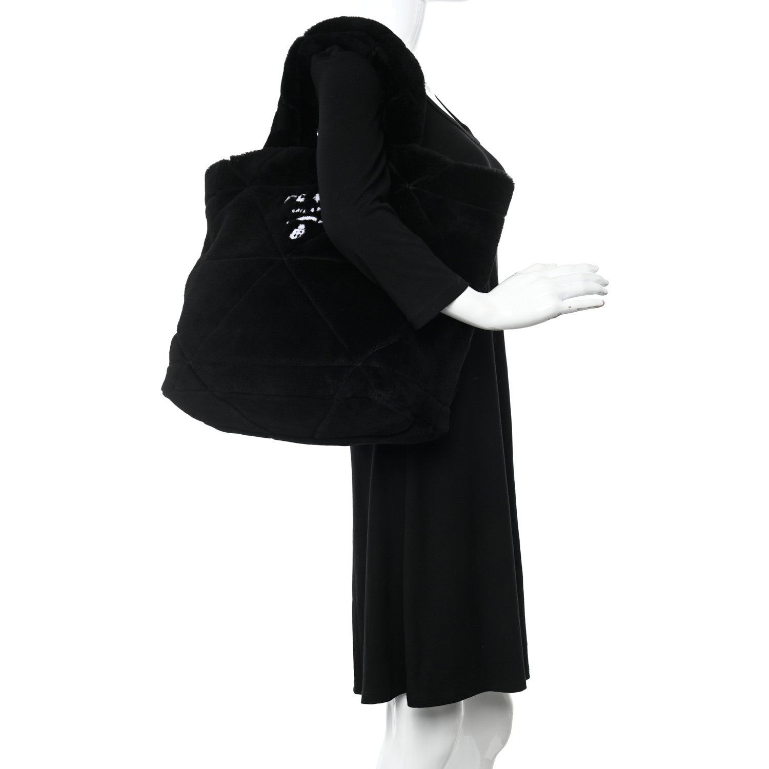 Prada Shearling Monotone Logo Tote Black White 2 of 11