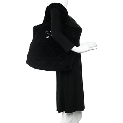 Prada Shearling Monotone Logo Tote Black White 2 of 11