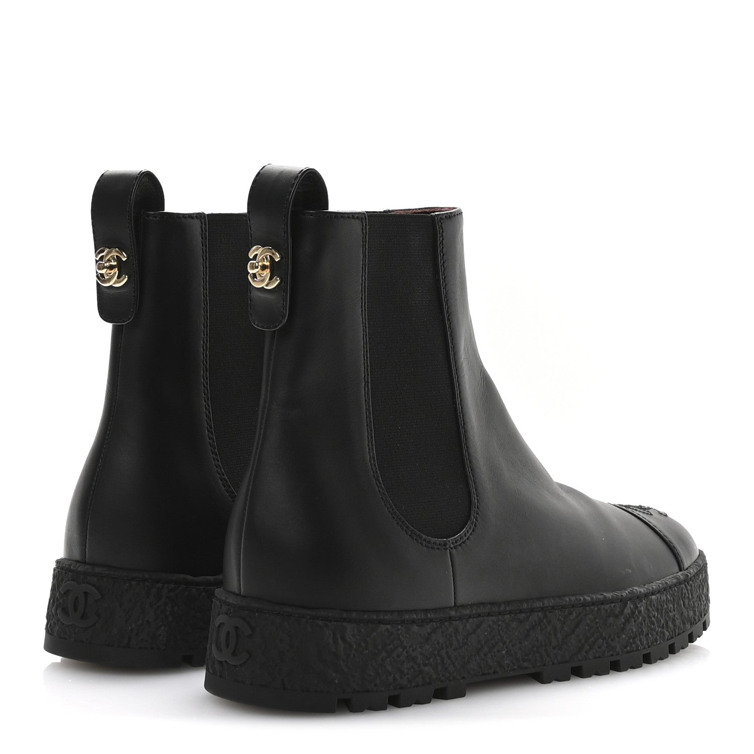 Chanel Calfskin Cap Toe CC Ankle Boots 40 Black 5 of 8